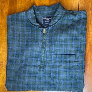 Abercrombie & Fitch Mens Long Sleeve 1/4 Zip 100% Linen Shirt